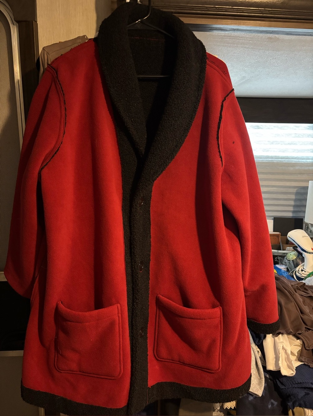 Women’s XL Susan Graver Red and Black Shawl Collar Coat (2sided) never worn